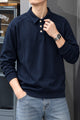 Turbo Minimal Urban Knit-Style Imported Collared Men's Sweatshirt In Navy Blue