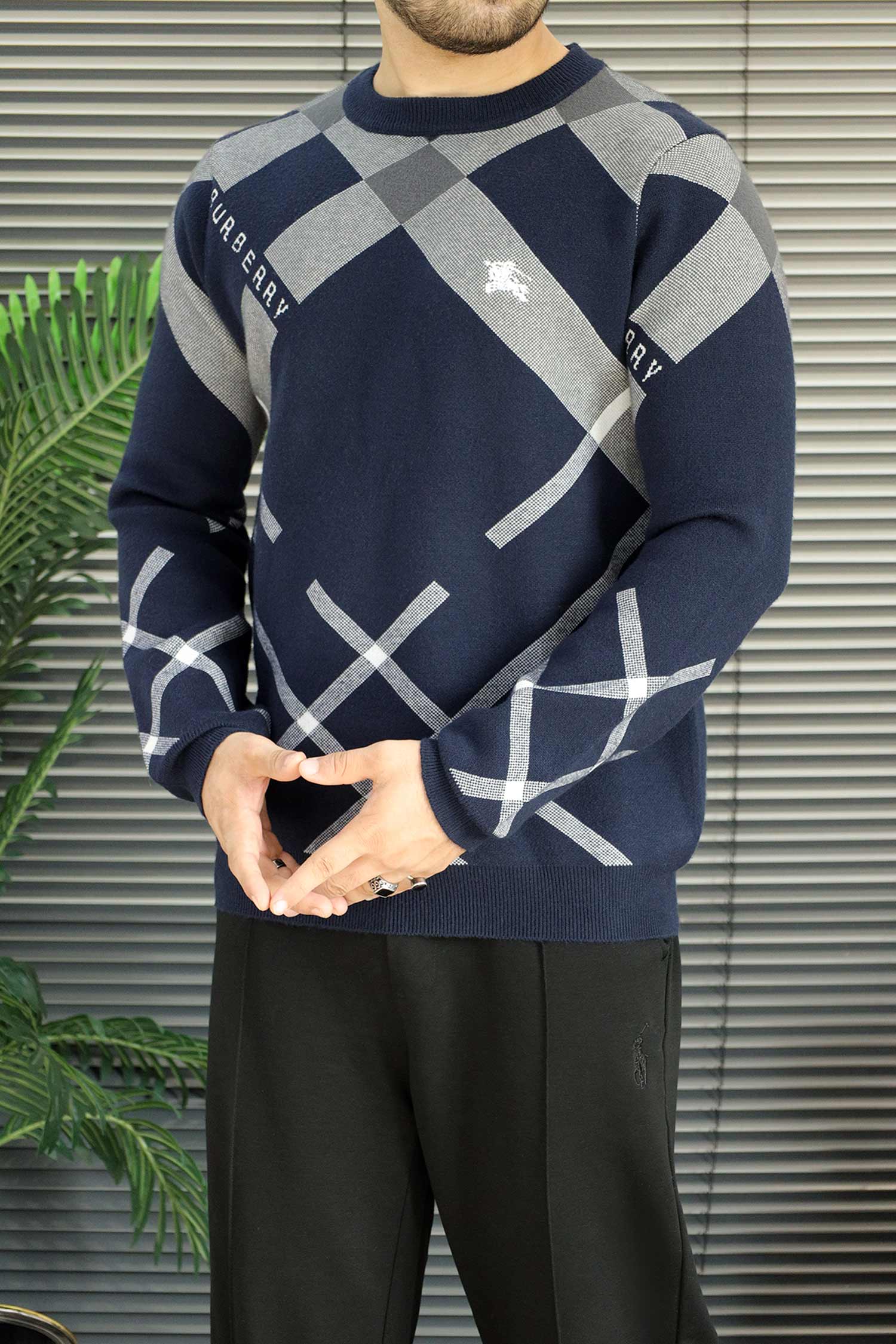 Burbry Monochrome Inspired Imported Round Neck Men's Sweater