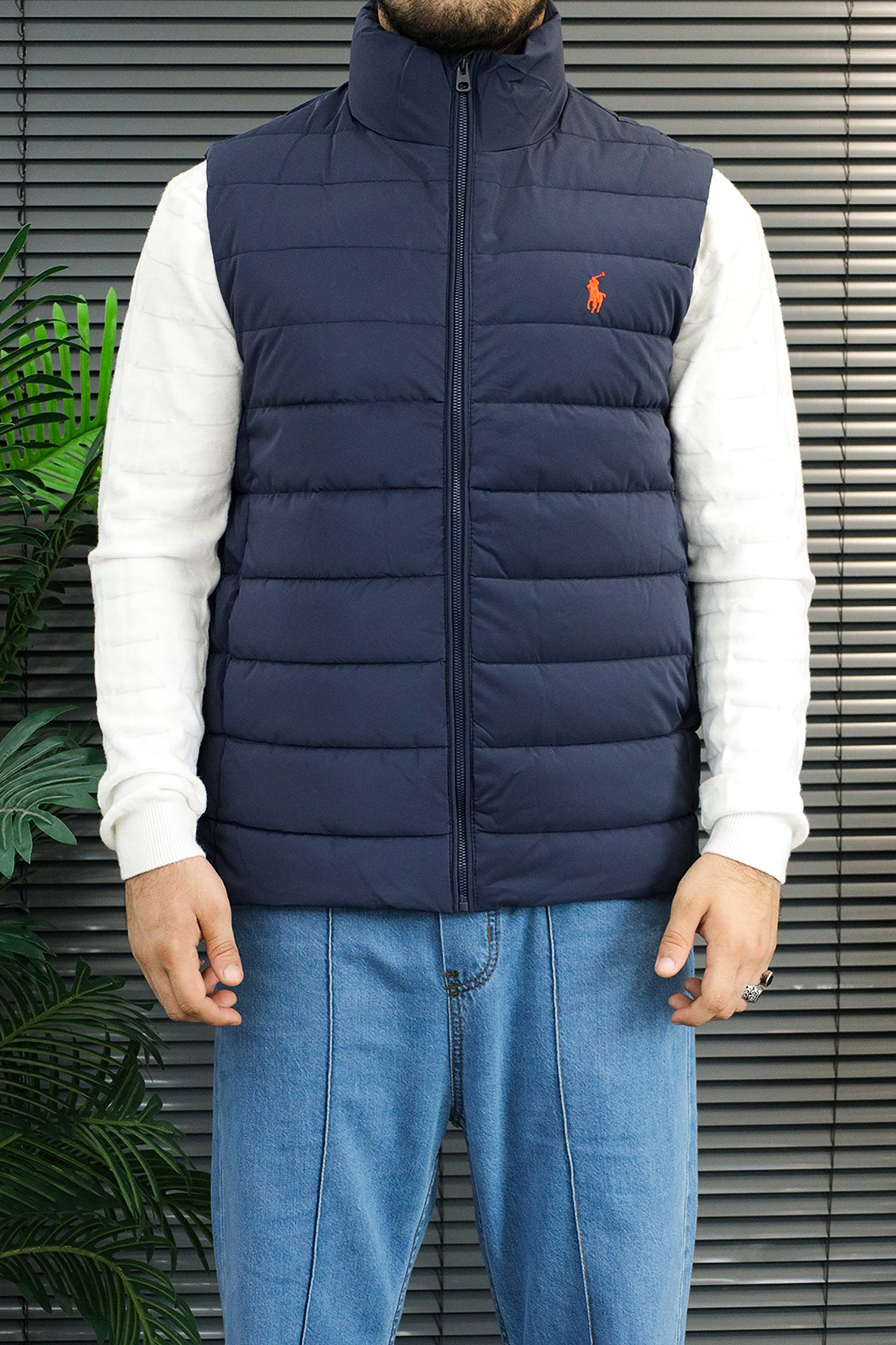 Polo Packable Down Imported Puffer Men's Gilet In Navy Blue