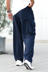 Turbo Loose Box Pockets Imported Cargo Trouser in Navy Blue