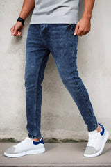 Faded Turbo Ankle Fit Jeans In Navy Blue