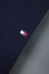 Tmy Hlfgr Monotype Flag Arm Men's Polo Shirt In Navy Blue