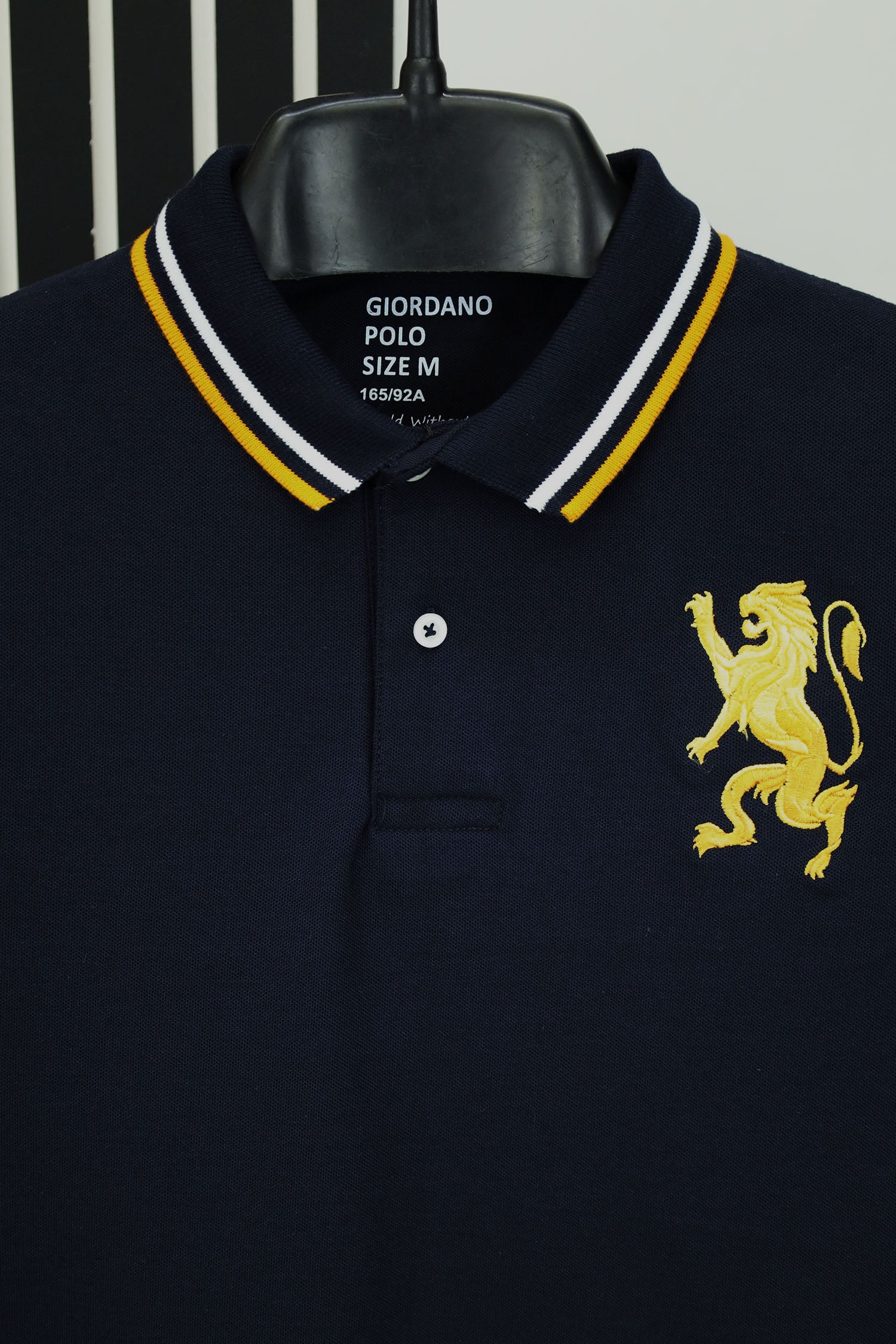 Giordno 3D Lion Striped Men's Polo Shirt