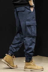 Turbo Vintage Grip Signature Imp Cotton Cargo Trouser In Navy Blue