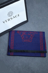 Vrsce Geomatric Typography Pure Wool Men Mufflers  In Navy Blue