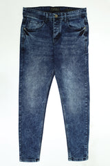 Faded Turbo Ankle Fit Jeans In Navy Blue