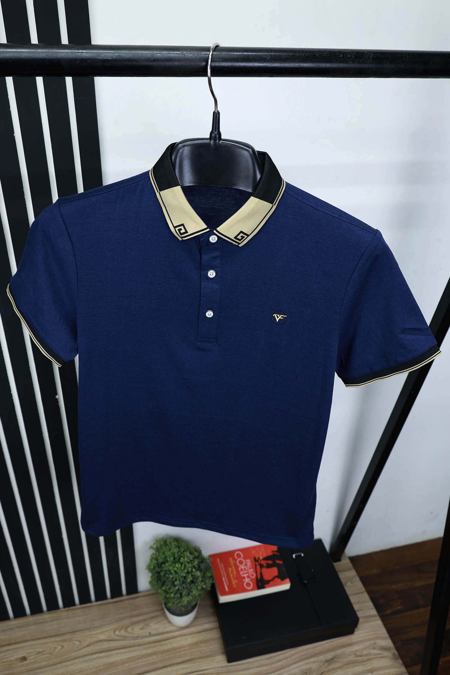 Two Tone Banded Collar And Sleeve Polo Shirt