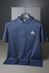 Adds Train Essentials 3-Stripes Dryfit Polo Shirt In Slate Blue