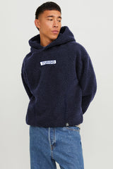 Turbo Cozy Imported Sherpa-Lined Hoodie In Navy Blue