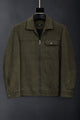 All Over Alphabetic Self Patterned Imported Men's Suede Wool Jacket In Olive Green