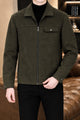 All Over Alphabetic Self Patterned Imported Men's Suede Wool Jacket In Olive Green
