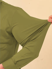 Self Texture Elastic Full Sleeve Casual Shirt In Olive