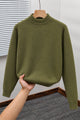 Turbo Warm Padding Imported Plain Mock Neck Men's Sweater In Olive