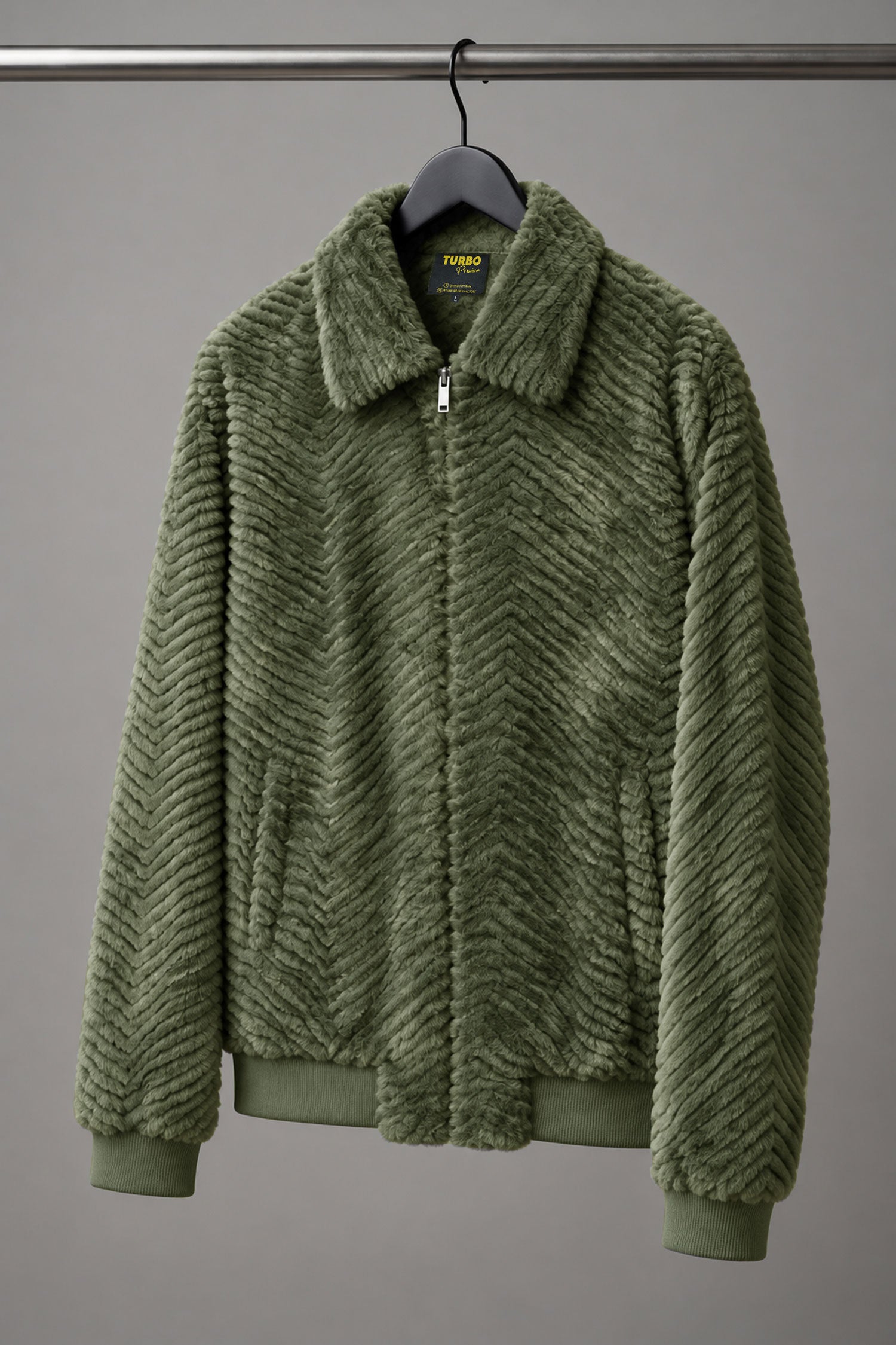 Turbo Cozy V-Texture Collared Imported Men's Fur Jacket