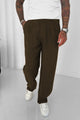 Turbo Comfort Front Plate Regular Straight-Fit Trouser In Olive Green