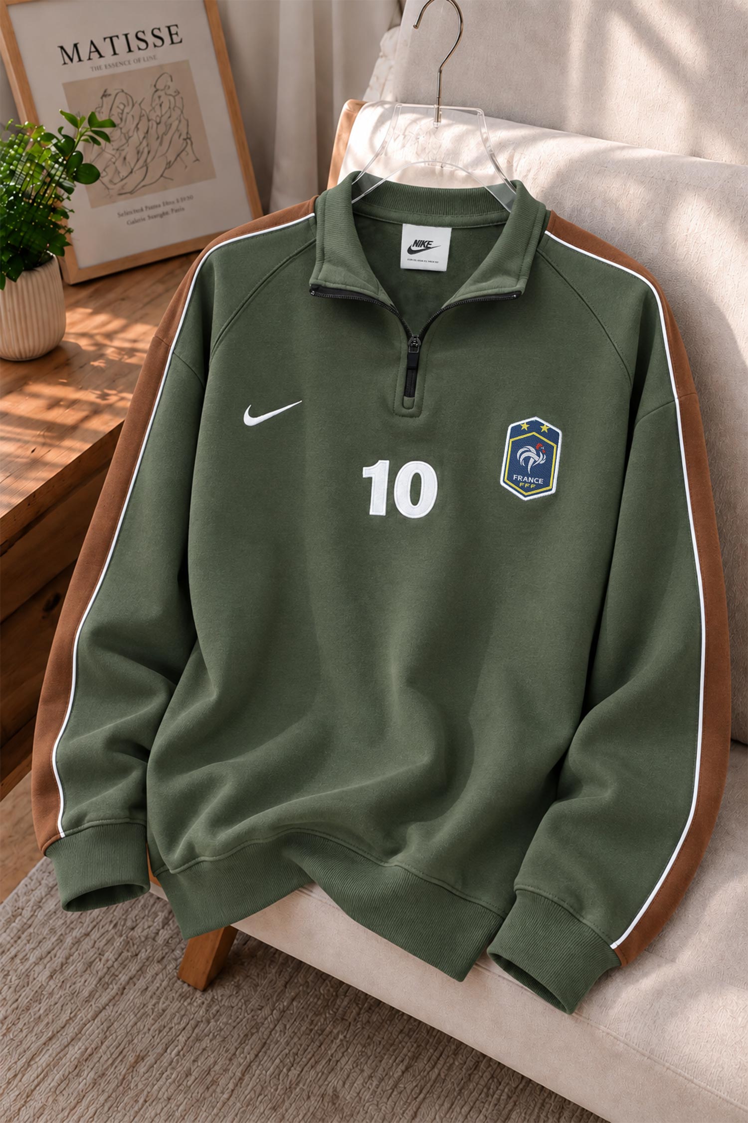 Nke Blokecore Aesthetic Quarter Zip Style Over Size Men's Sweatshirt In Olive