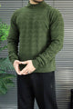 Turbo Geometric Pattern Imported Men's Sweater In Olive