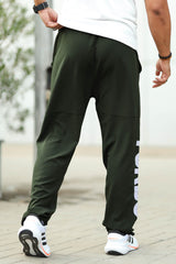 Turbo Bottom Writing SlimFit Imported Sportswear Trouser in Olive