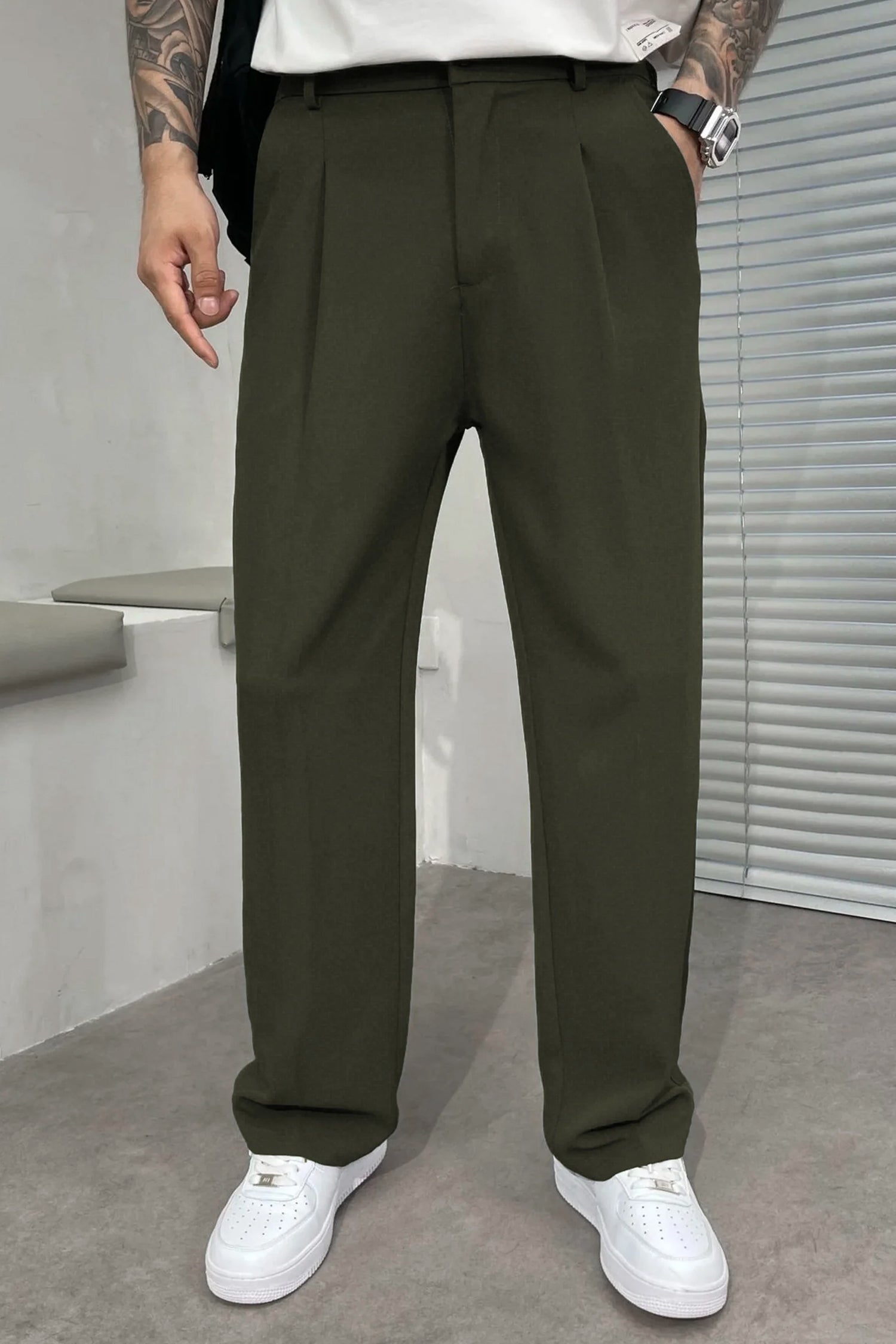 Loose Bottom Men's Stripe line Cotton Pant