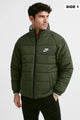 Nke Reversible Double Face Sherpa Imported Puffer Jacket In Olive