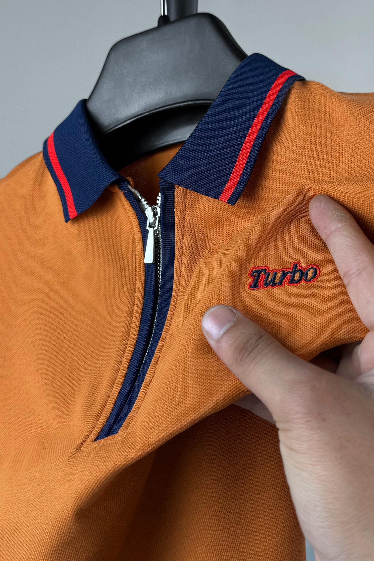 Turbo Record Zip Collar-Block Men's Polo Shirt