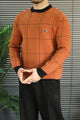 Lcste Windowpane Pattern Imported Men's Sweater