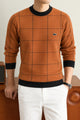 Lcste Windowpane Pattern Imported Men's Sweater