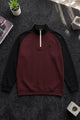Polo Color-Block Quarter Zip Imported Mock Neck Men's Sweatshirt In Plum