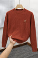 Lro Piana Designer Textured Imported Round Neck Men's Sweater In Red Brick