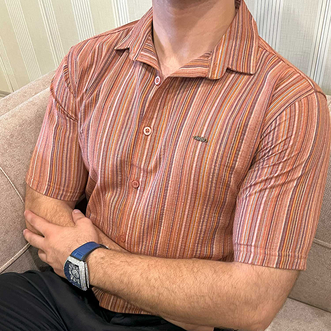 Turbo Spring Edit Textured Casual Shirt In Red Brick