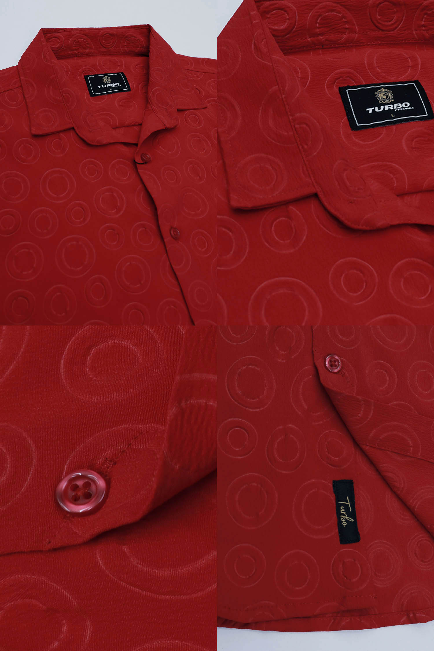 Embossed  Circles All Over Casual Shirt In Red