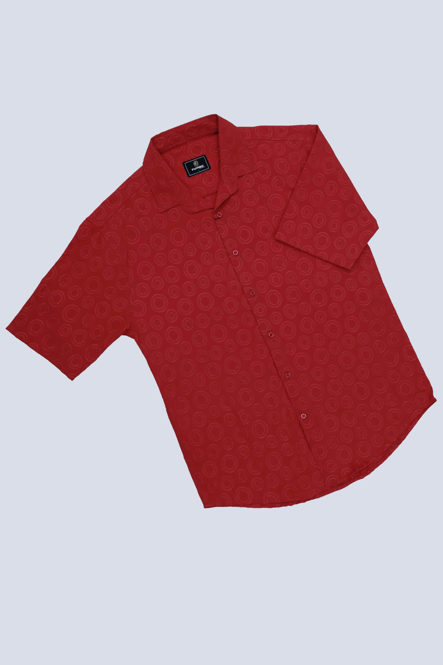 Embossed  Circles All Over Casual Shirt In Red