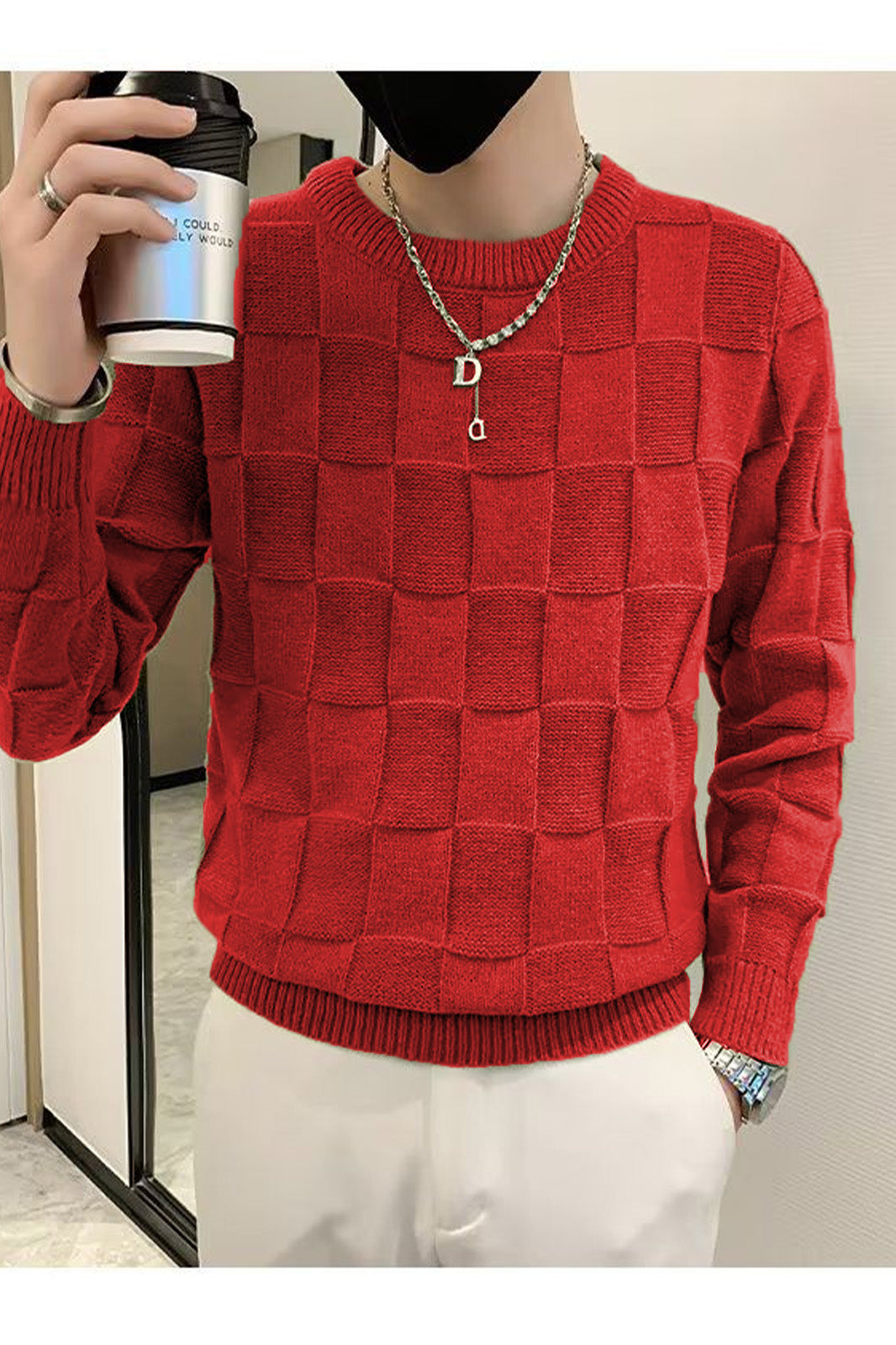 Hype Knitted Urban Sweater Style Crew Neck Men's Sweatshirt