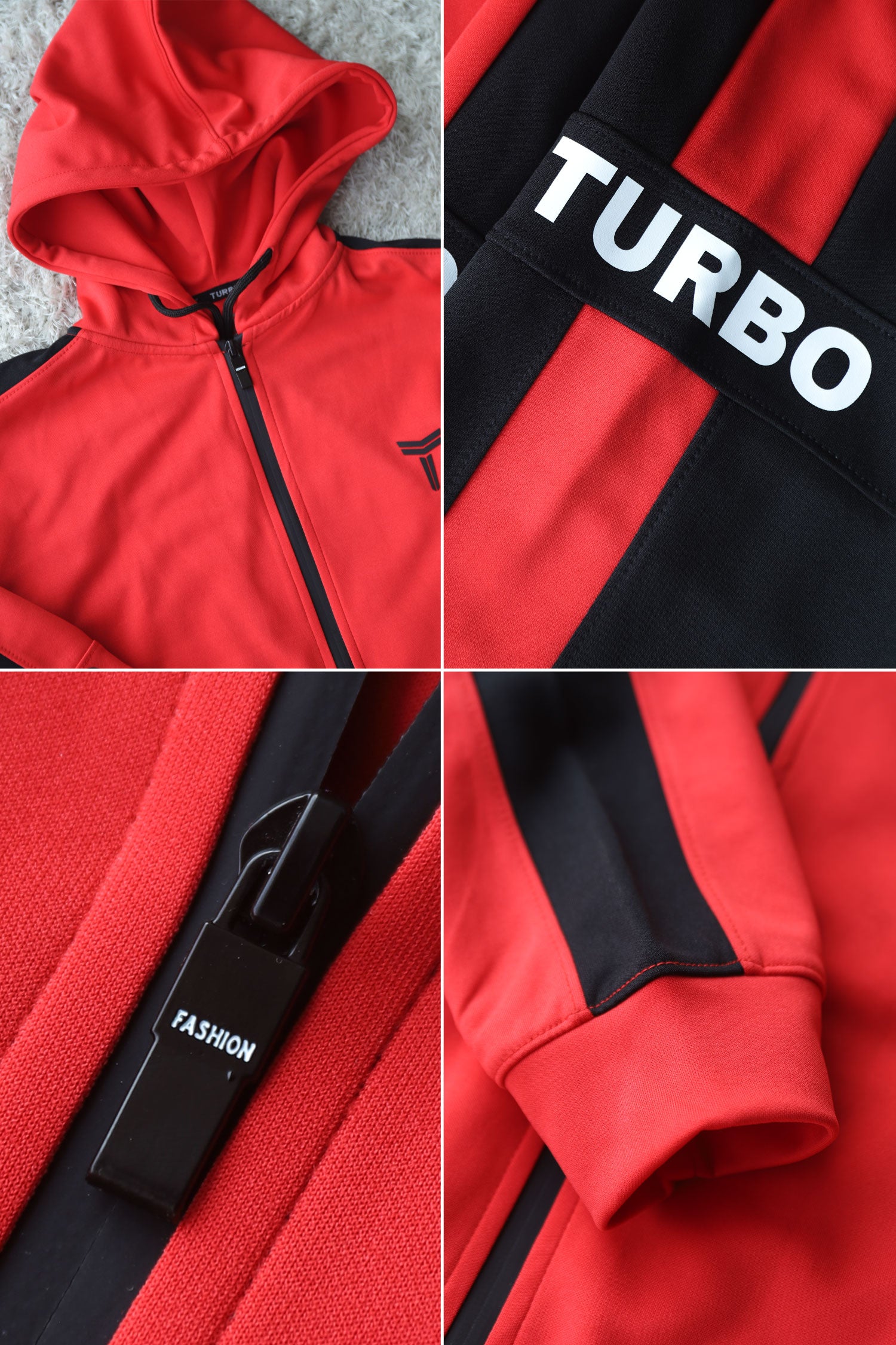 Turbo Hood Style Panel Men Zipper Tracksuit