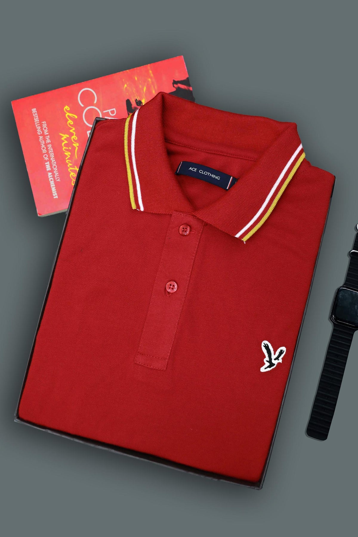Ace Front Embroidered Logo Polo Shirt In Red