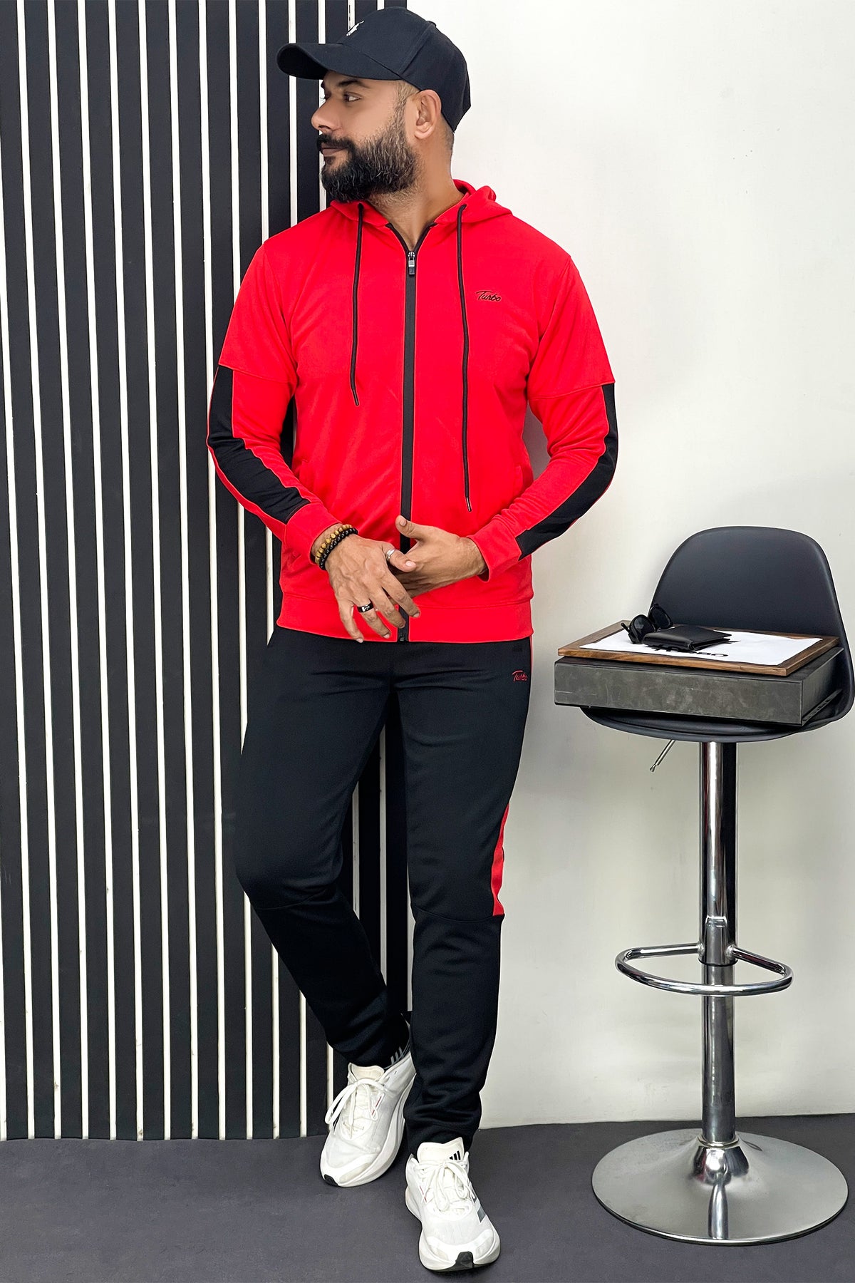 Turbo Hood Style Men Zipper Tracksuit