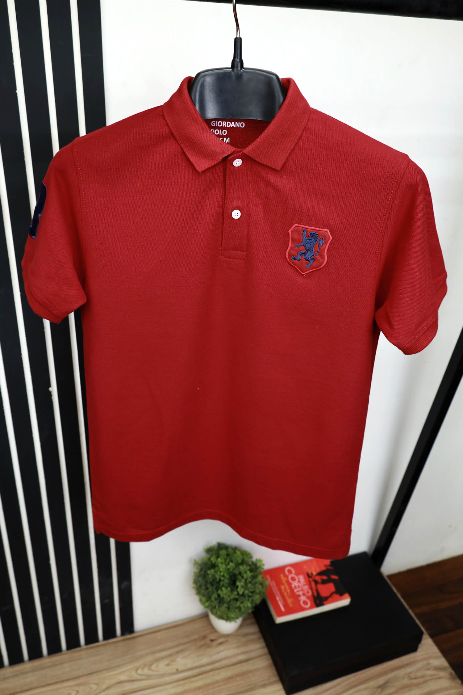Embroided Polo Shirt With Girdano Logo In Red