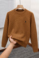 Polo Waffle-Knit Texture Imported Round Neck Men's Sweater
