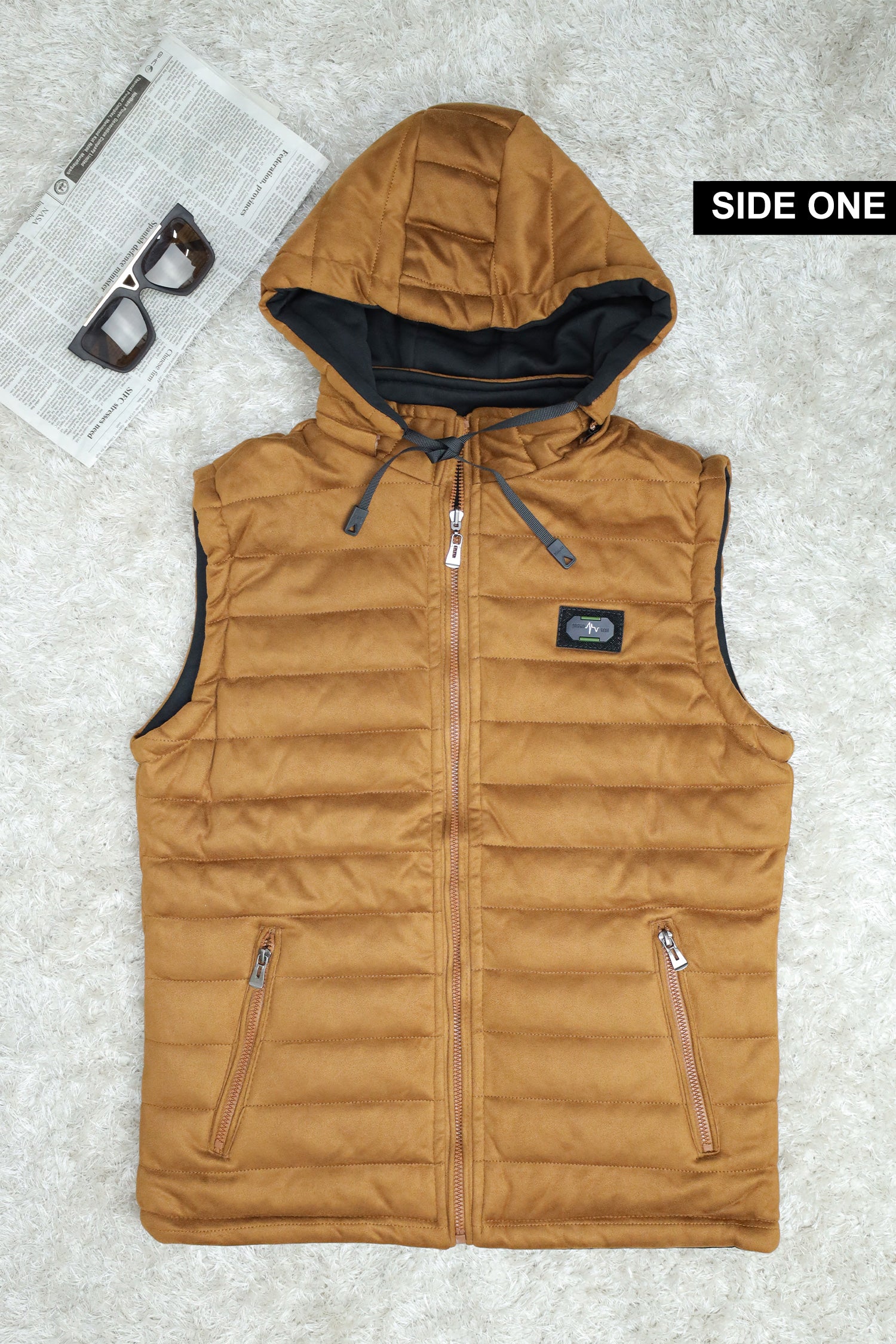 Quilted Pattern Double Side Removable Hood Imported Men's Gilet