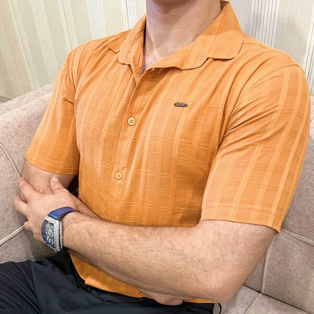 Turbo ShowOff Self Pattern Casual Shirt In Rust