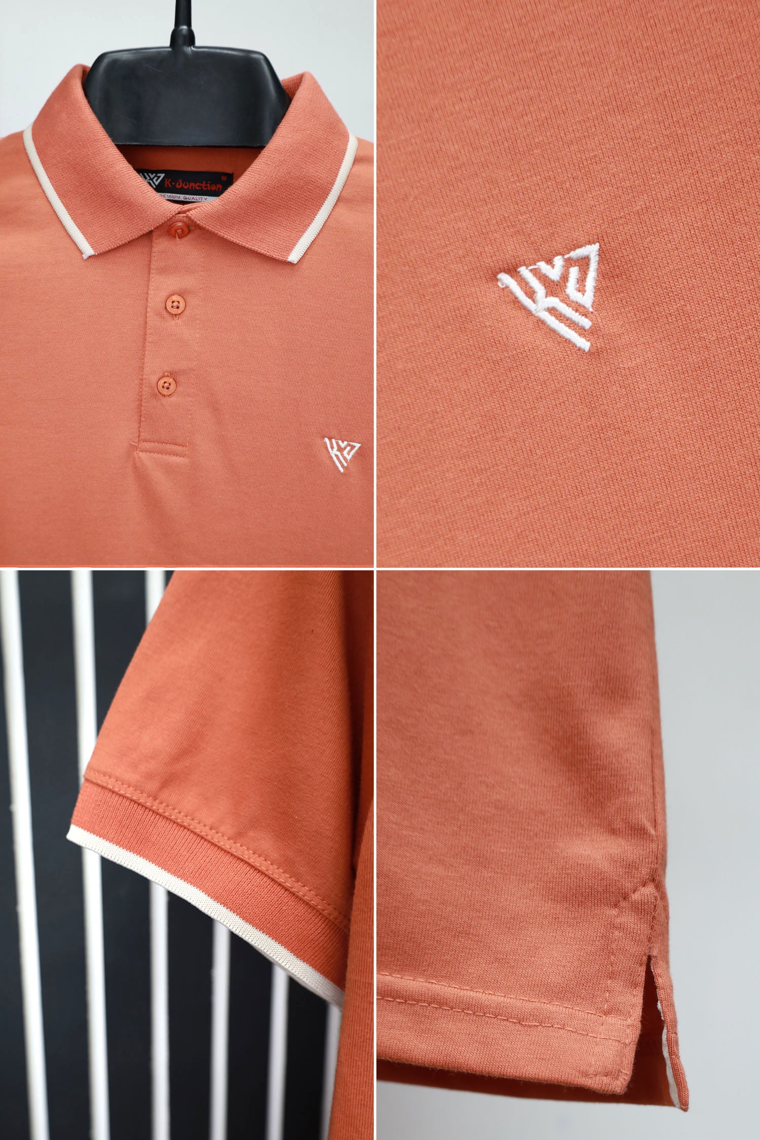 Front Embroidered Logo Plain Polo Shirt In Rust