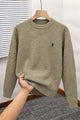 Polo Waffle-Knit Texture Imported Round Neck Men's Sweater