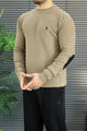 Polo Waffle-Knit Texture Imported Round Neck Men's Sweater