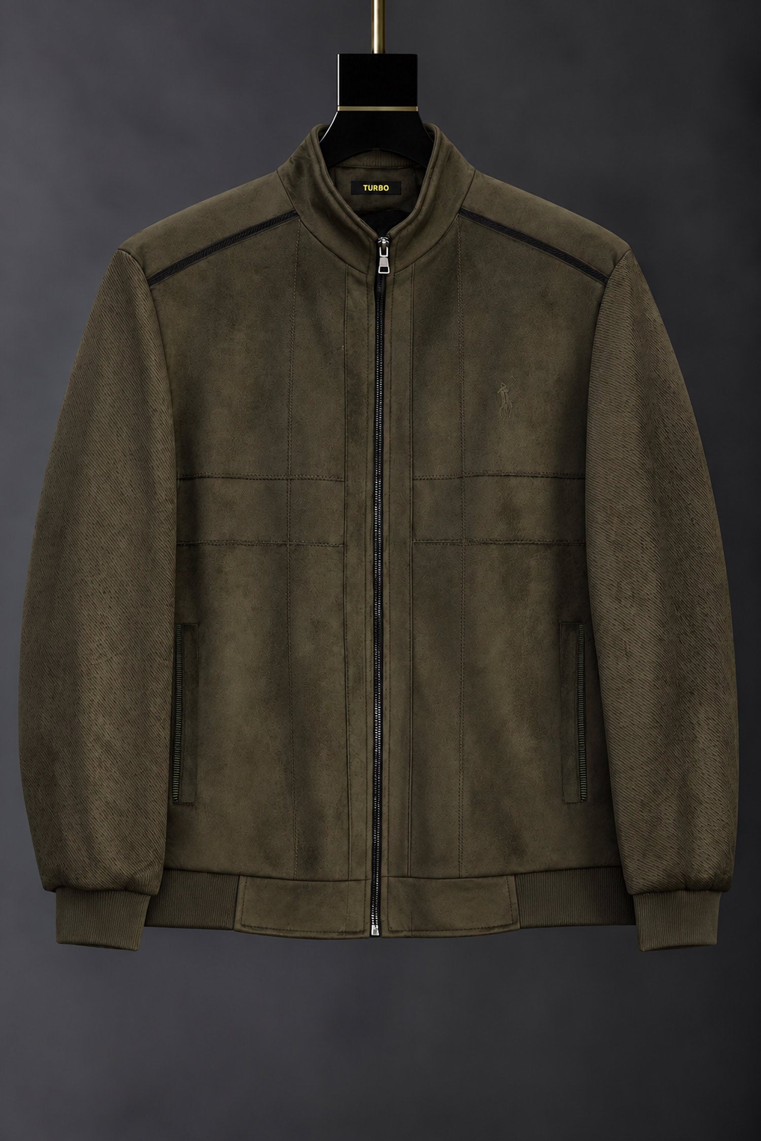 Turbo x Polo Pony Distressed Imported Men's Big Size Wool Jacket In Sand Brown