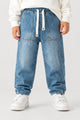 Turbo Utility-Style Denim Baggy Jeans For Boys