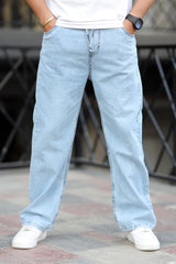 Loose Fit Turbo Jeans in Sky Blue