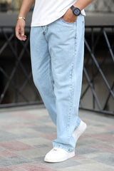Loose Fit Turbo Jeans in Sky Blue