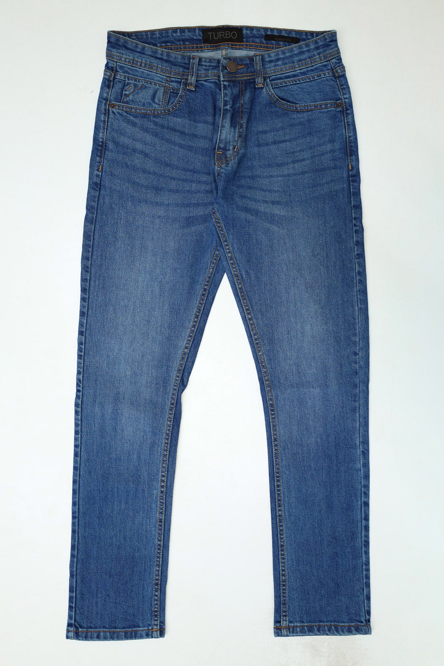 Plain Turbo Slim Fit Jeans In Sky Blue