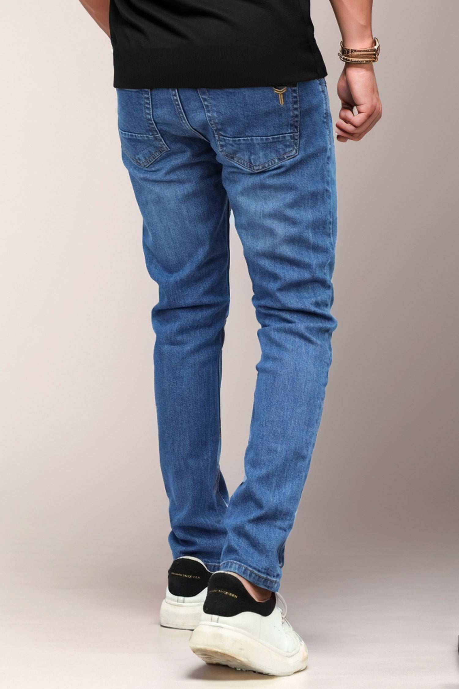 Plain Turbo Slim Fit Jeans In Sky Blue