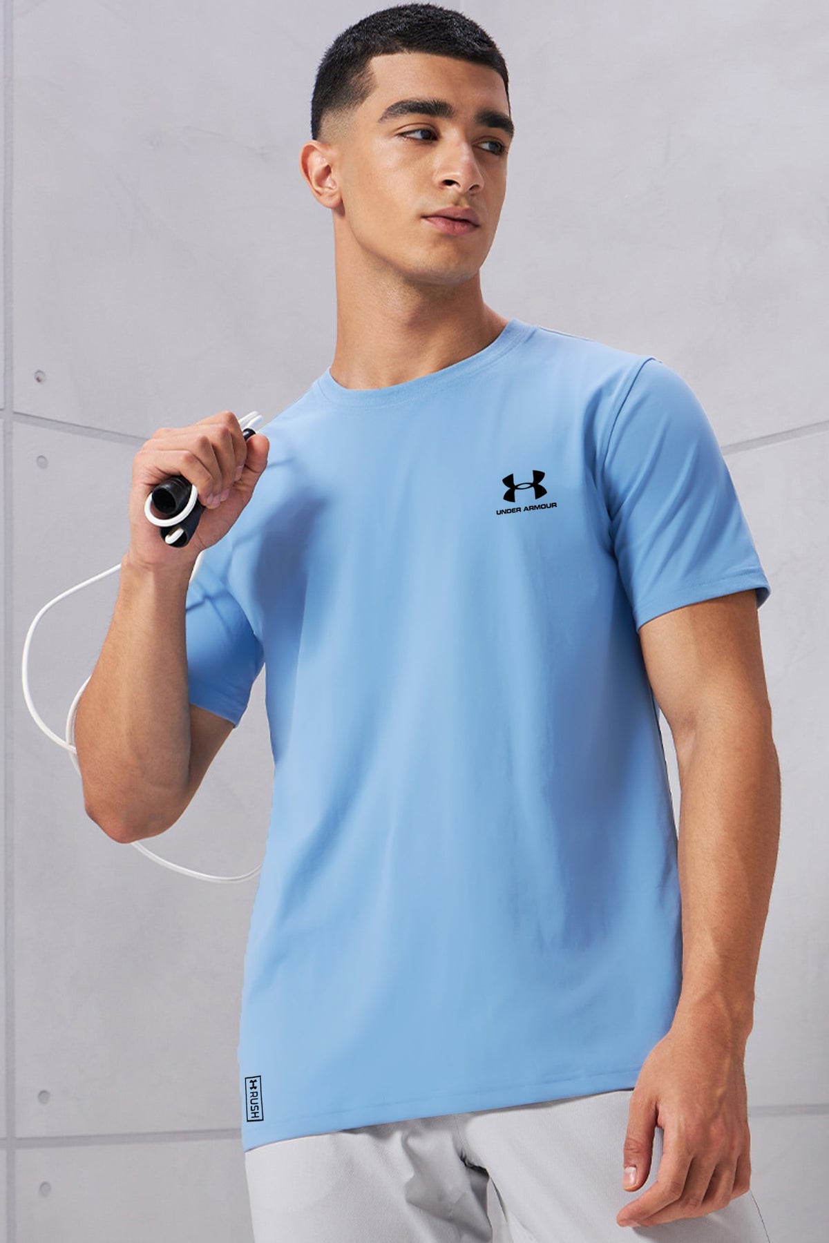 Undr Armur Front Logo Dry Fit Tee in Sky Blue